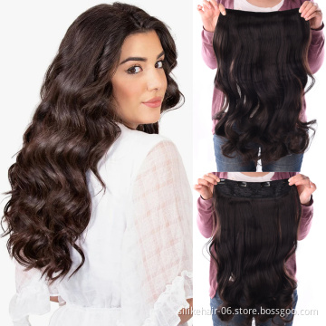 19 colors 4 Clip 24 inches Natural Synthetic Long Wavy Hairpiece Clip In Hair Extensions High Temperature Fiber Hair Piece